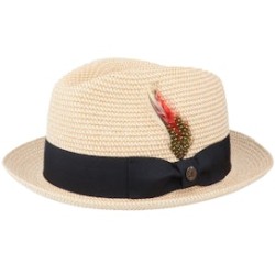 Pinch Crown Toyo Braided Natural/Black Trilby - Jaxon & James