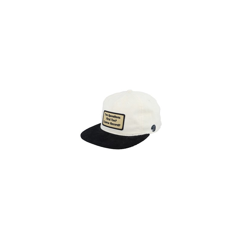 Golf Patch Logo Cord Ivory/Black Snapback - Pins & Stripes
