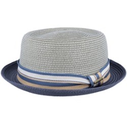 Pork Pie Toyo Olive/Navy Straw Hat - Stetson