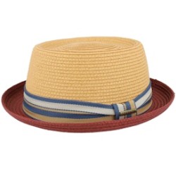 Toyo Red/Beige Pork Pie Straw Hat - Stetson