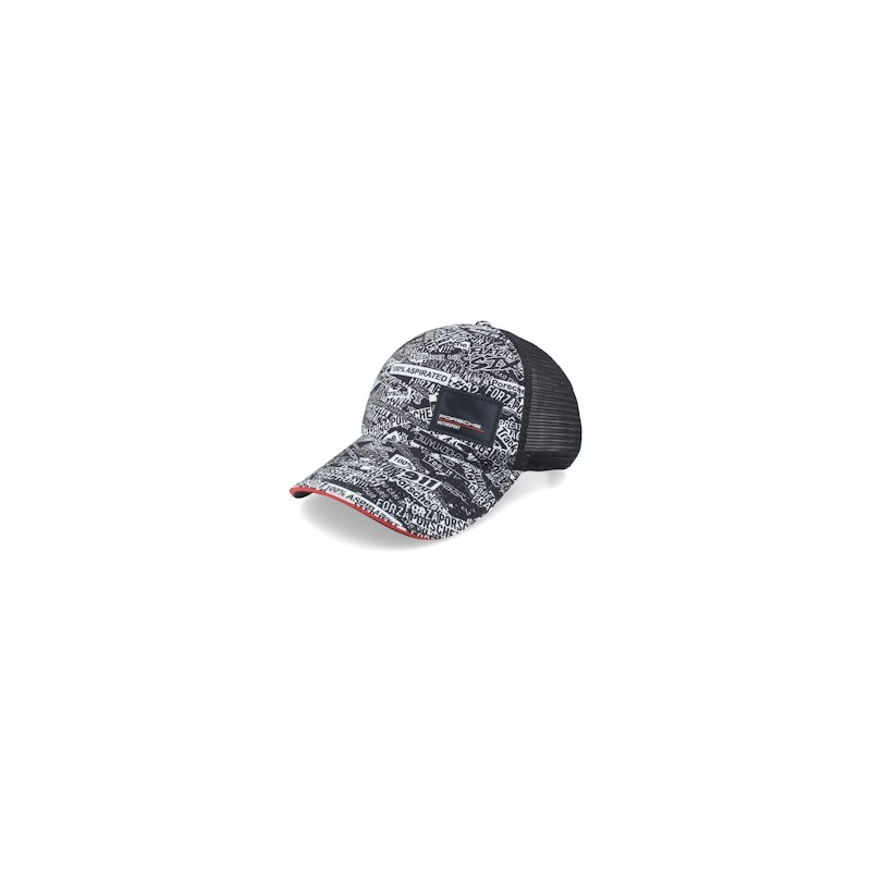 Porsche Motorsport Quoted All Over Print Black Trucker - Porsche