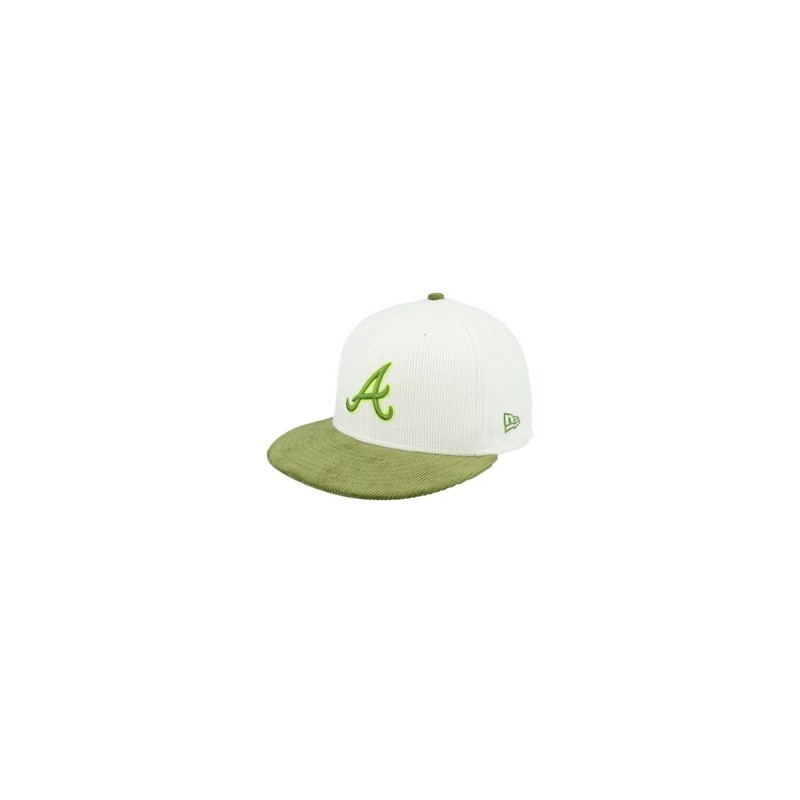 Atlanta Braves Corduroy 59FIFTY Off White/Green Fitted - New Era