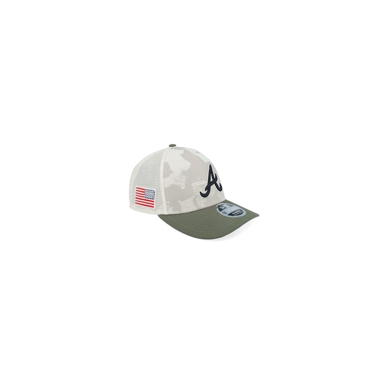 Atlanta Braves MLB Armed Forces Day 9FORTY Mc Stone/Olive A-frame Trucker - New Era