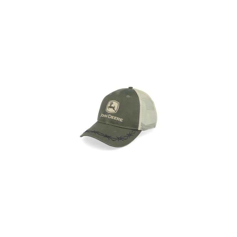 Oil Skin Look W/Mesh Back Olive Trucker - John Deere