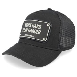 Work Hard Black Trucker - John Hatter & Co