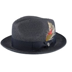 Pinch Crown Toyo Braided Trilby Black Straw Hat - Jaxon & James