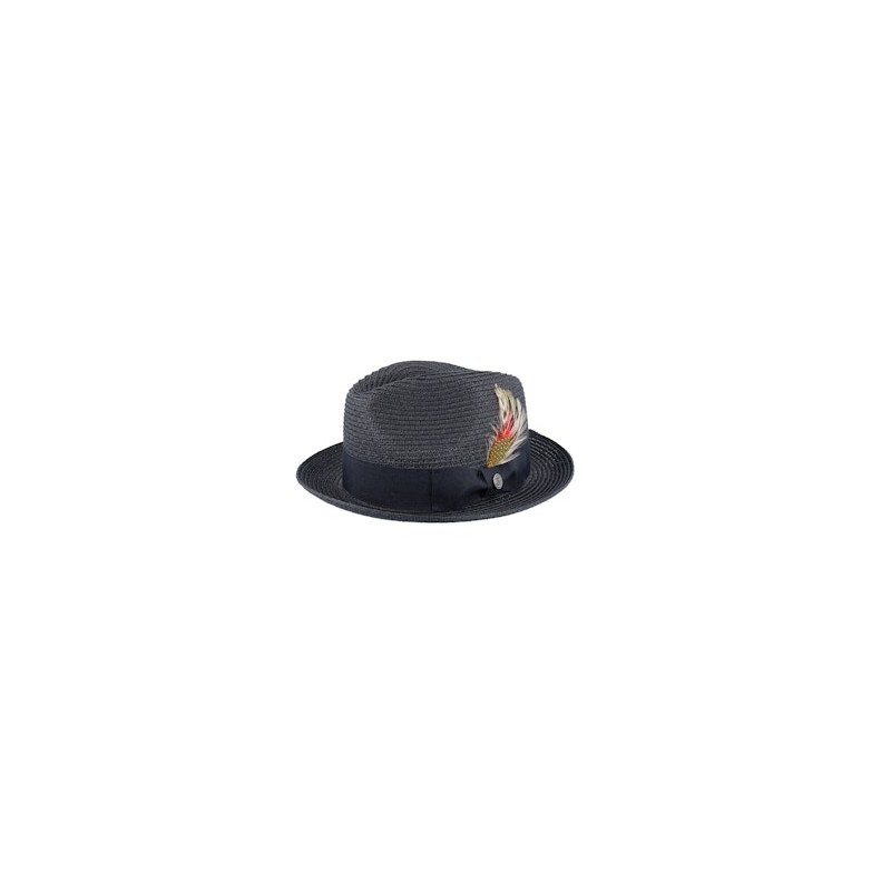 Pinch Crown Toyo Braided Trilby Black Straw Hat - Jaxon & James
