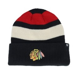 Chicago Blackhawks Clubhouse Jennings Beanie Black/White/Red Cuff - 47 Brand