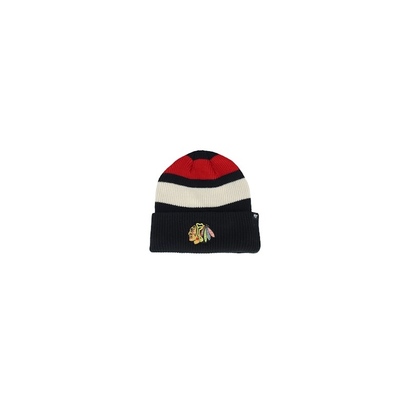 Chicago Blackhawks Clubhouse Jennings Beanie Black/White/Red Cuff - 47 Brand