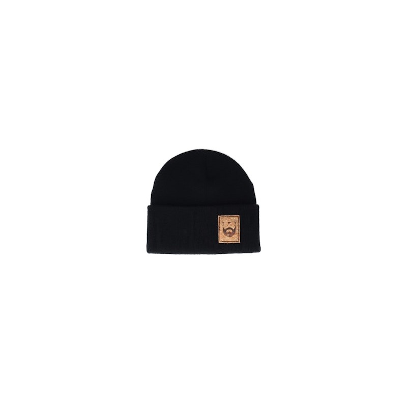 Logo Patch Black Beanie - Bearded Man
