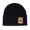 Logo Patch Black Beanie - Bearded Man