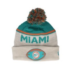 Miami Dolphins NFL24 Sideline His Sportknit Stone/Teal Pom - New Era