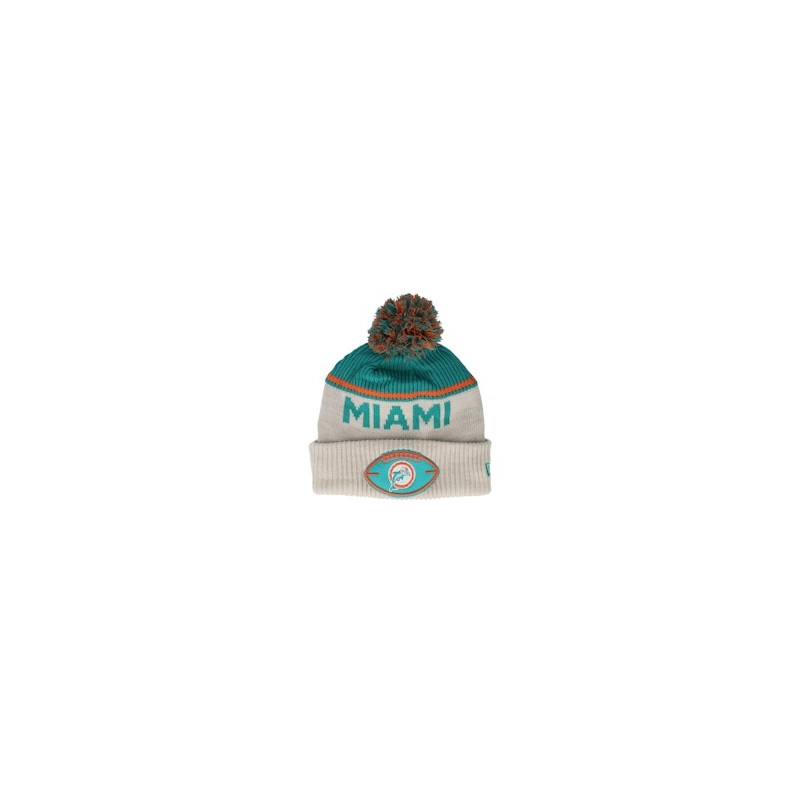 Miami Dolphins NFL24 Sideline His Sportknit Stone/Teal Pom - New Era