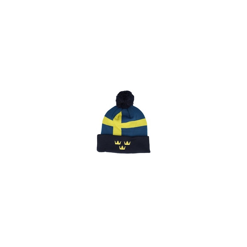 Sweden Flag Team Knit Navy Pom - CCM